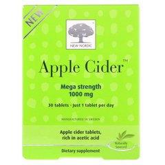 Яблучний оцет, Apple Cider, New Nordic US Inc, 1000 мг, 30 таблеток