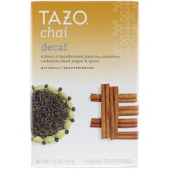 Чай без кофеїну, природним чином декофеінірованний чорний чай, Tazo Teas, 20 фільтр-пакетів, 1,9 унції (54 г)
