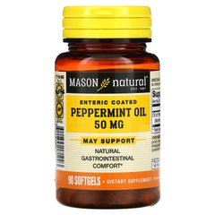 Mason Natural, Олія м'яти перцевої, 50 мг, 90 капсул