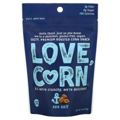 Love Corn, Смажена кукурудза найвищої якості, морська сіль, 1,6 унції (45 г)