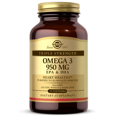 Омега-3 ЕПК і ДГК потрійна сила Solgar (Omega-3 EPA & DHA Triple Strength) 950 мг 50 капсул