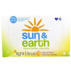 Пом'якшувальні серветки для речей цитрусовий аромат Sun & Earth (Softener Sheets) 80 шт