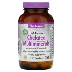 Взаємодіючі мультимінерали без заліза Bluebonnet Nutrition (Chelated Multiminerals Iron Free) 120 капсул