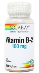 Вітамін B-2, Vitamin B-2, Solaray, 100 мг, 100 капсул