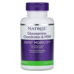 Глюкозамін, хондроїтин та метилсульфонілметан (МСМ), Glucosamine Chondroitin MSM, Natrol, 90 таблеток