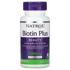Біотин Плюс з лютеїну Natrol (Biotin Plus with Lutein) 5000 мкг / 10 мг 60 таблеток