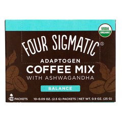 Адаптогена суміш для кави, низькокалорійна, з корицею, Four Sigmatic, 10 пакетиків, 0,09 унцій (2,5 г) кожен