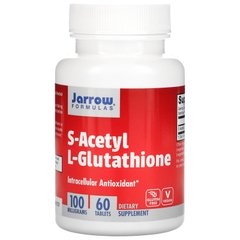 S-ацетил-L-глутатіон, S-Acetyl L-Glutathione Intracellular Antioxidant, Jarrow Formulas, 100 мг, 60 таблеток