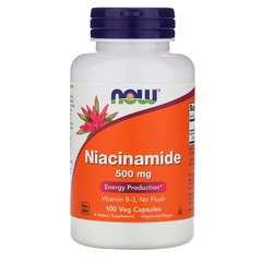 Ниацинамид Ниацин В3 Now Foods (Niacinamide Niacin) 500 мг 100 капсул купить в Киеве и Украине