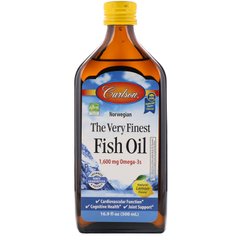 Норвезька, найкращий риб'ячий жир, природний смак лимону, Omega-3 Fish Oil Liquid, Carlson Labs, 16,9 рі унц (500 мл)