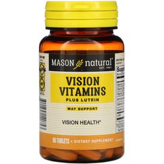 Вітаміни для очей плюс лютеїн, Vision Vitamins Plus Lutein, Mason Natural, 60 таблеток