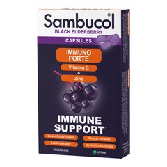Самбукол капсулы для иммунитета Черная бузина + Витамин С + Цинк от 12 лет Sambucol (Immuno Forte) 30 капсул купить в Киеве и Украине
