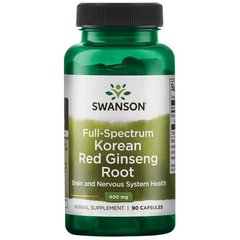 Корейський червоний женьшень Swanson (Full Spectrum Korean Red Ginseng Root) 400 мг 90 капсул