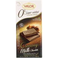 0% добавленного сахара, сливочный молочный шоколад с лесным орехом, Valor, 3,5 унции (100 г) купить в Киеве и Украине
