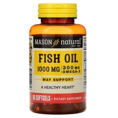 Риб'ячий жир з Омега-3 Mason Natural (Omega-3 Fish Oil) 1000 мг + 300 мг 60 м'яких таблеток