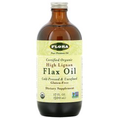 Органічне лляне олія з лігніном, Flora, 17 рідких унцій (500 мл)