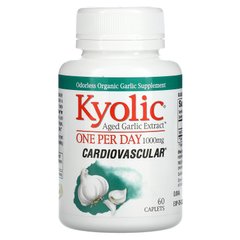 Екстракт часнику, 1 таблетка в день, підтримку серцево-судинної системи, 1000 мг, Kyolic, 60 капсуловидних таблеток