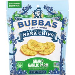 Бананові чіпси з часником, Bubba's Fine Foods, 2,7 унцій (77 г)