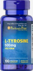 Амінокислота L-Тирозин, L-Tyrosine, Puritan's Pride, 500 мг, 100 капсул