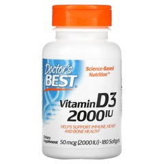 Вітамін Д3, Vitamin D3, Doctor's Best, 2000 МО, 180 м'яких таблеток