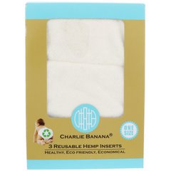 Вкладиші з конопляного волокна багаторазового використання, універсальний розмір, Charlie Banana, 3 вкладиша