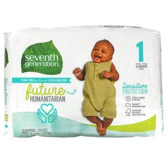 Підгузки для чутливого захисту, Sensitive Protection Diapers, Seventh Generation, Розмір 1, 8-14 фунтів, 31 підгузник