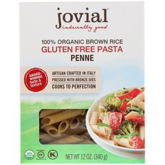 100% органічні макарони з коричневого рису, пенне, 100% Organic Brown Rice Pasta, Penne, Jovial, 340 г