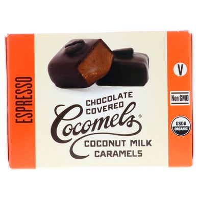 Органическая шоколадно-кокосовая молочная карамель, эспрессо, Cocomels, 15 штук, 1 унция (28 г) каждая купить в Киеве и Украине
