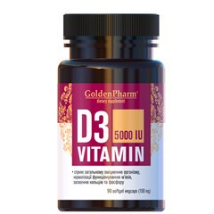 Витамин Д3 GoldenPharm (Vitamin D3) 5000 МЕ 150 мг 90 капсул купить в Киеве и Украине
