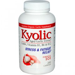 Выдержанный экстракт чеснока, снятие стресса и усталости, формула 102, Kyolic, 200 капсул
