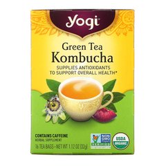 Зелений чай + Комбуча чайний гриб Yogi Tea (Green Tea Kombucha) 16 пакетів 32 г
