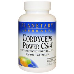 Кордіцепс Power CS-4, китайський тонік для життєвої енергії, 800 мг, Planetary Herbals, 60 таблеток