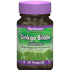 Екстракт листя гінкго білоба Bluebonnet Nutrition (Ginkgo Biloba Leaf Extract) 60 мг 30 капсул