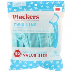 Зубочистки з ниткою, економічна упаковка, морозна м'ята, Twin-Line, Plackers, 150 шт
