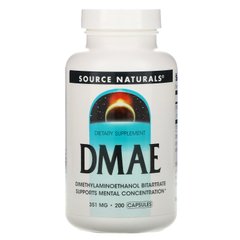 ДМАЕ, DMAE, Source Naturals, 351 мг, 200 капсул