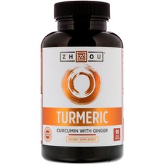 Куркума і імбир Zhou Nutrition (Turmeric Curcumin with Ginger) 550 мг / 46.66 мг 90 капсул