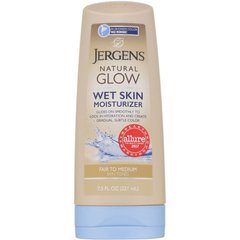 Зволожуючий засіб Natural Glow для нанесення на вологу шкіру, Wet Skin Moisturizer, відтінок Fair to Medium, Jergens, 221 мл