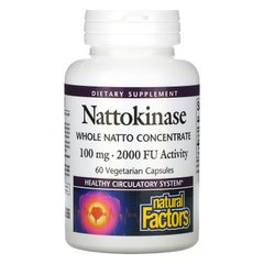 Natural Factors, Наттокіназа, 100 мг, 60 вегетаріанських капсул