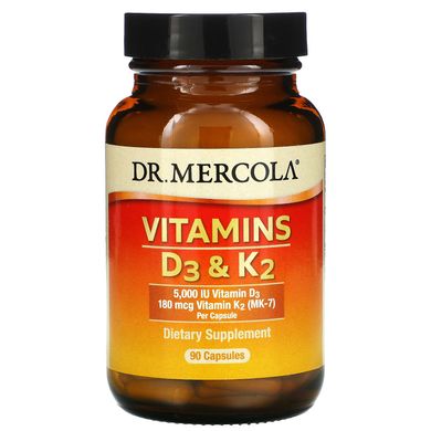 Витамин Д3 и К2 Dr. Mercola (Vitamins D3 & K2) 5000 МЕ/180 мкг 90 капсул купить в Киеве и Украине