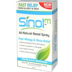 повністю натуральний спрей для носа, швидке полегшення при закладеності носа та алергії, Sinol, 15 мл