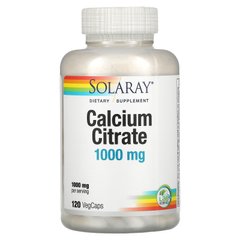 Кальцій цитрат, Calcium Citrate, Solaray, 1000 мг, 120 вегетаріанських капсул
