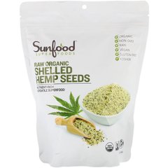 Сире органічне очищене насіння конопель, Sunfood, 1 фунт (454 г)