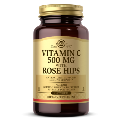 Вітамін С з шипшиною Solgar (Vitamin C With Rose Hips) 500 мг 250 таблеток