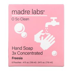 Madre Labs, Мило для рук, фрезія, 6 пакетиків, 4 рідкі унції (118 мл) кожен