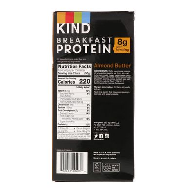 Протеин для завтрака, миндальное масло, KIND Bars, 8 упаковок по 2 батончика, по 1,76 унции (50 г) каждый купить в Киеве и Украине