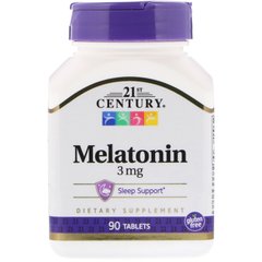 Мелатонін, 21st Century, 3 мг, 90 таблеток