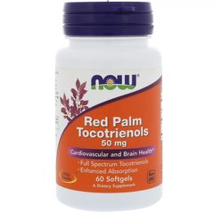 Токотрієноли з червоної пальми Now Foods (Red Palm Tocotrienols with Enhanced Absorption) 50 мг 60 капсул