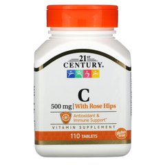 Вітамін С із шипшиною 21st Century (Vitamin C with Rose Hips) 500 мг 110 таблеток