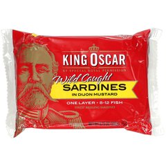 King Oscar, Wild Caught, сардини у діжонській гірчиці, 3,75 унції (106 г)