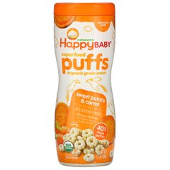 Повітряні пуфи солодка картопля і морква Happy Family Organics (Puffs) 60 г